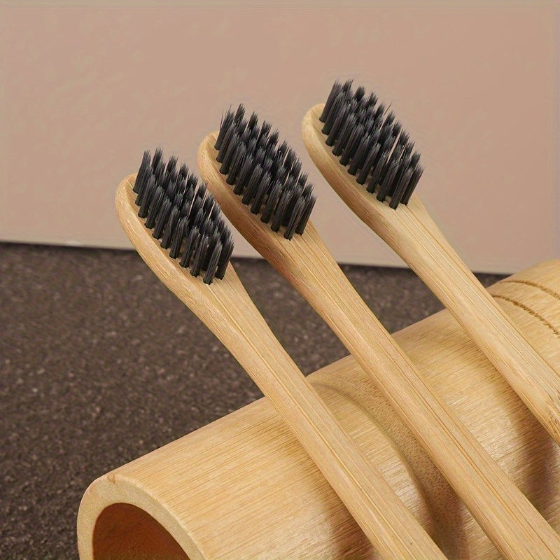 "Eco-Conscious Smile" Eco-Friendly Bamboo Toothbrush Set For Adults - Soft Bristles, Eco-friendly, Alcohol-Free, Personal Care Essentials