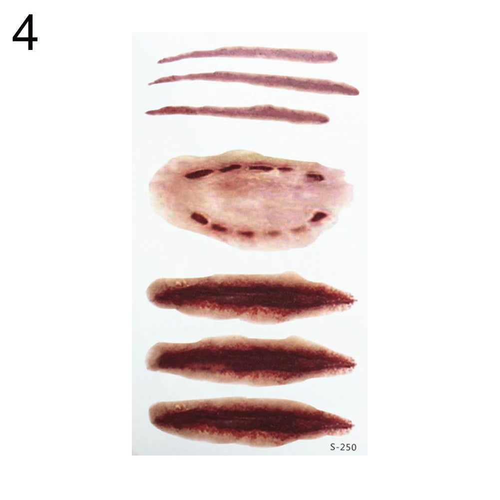 Halloween 3D Tattoo Stickers Kids Bloody Scar Temporary Tattoo Cosplay Body Art Decal Easter Women Finger Tattoo Sticker For Men