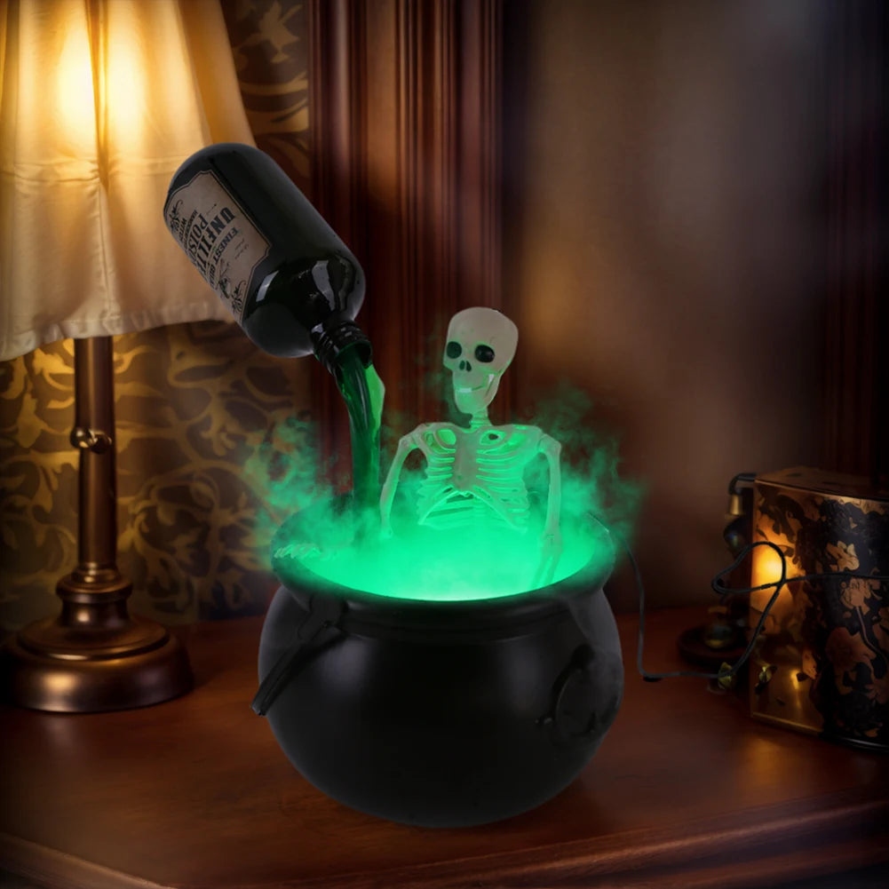 Halloween Decorations Magic Float Bottle with Witches Cauldron and Mist Maker Party Decor for Home Table Mantel Kitchen Room
