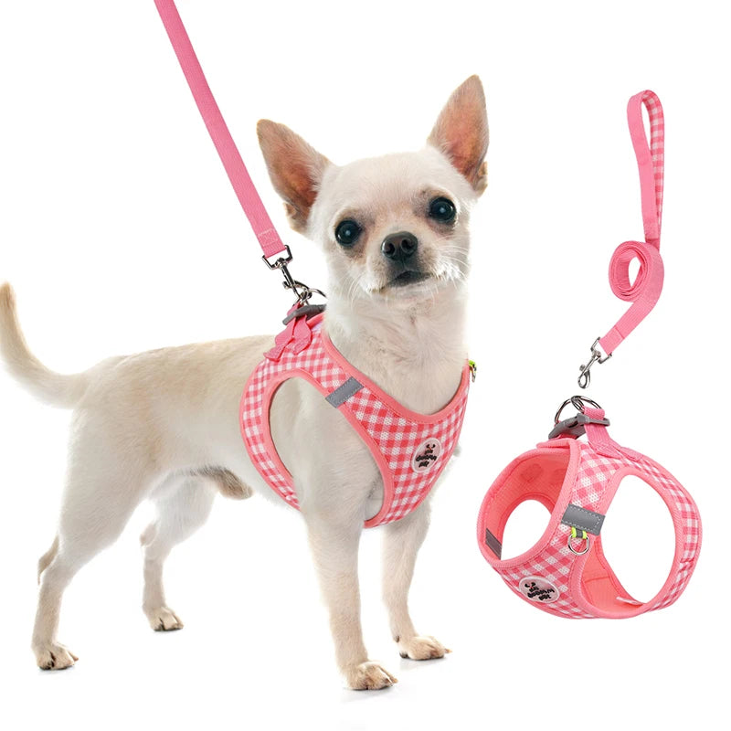 Cat Harness Fresh Plaid Cat Leashes Harness Anti-breakaway Adjustable Pet Harness for Cats and Puppies Accessories