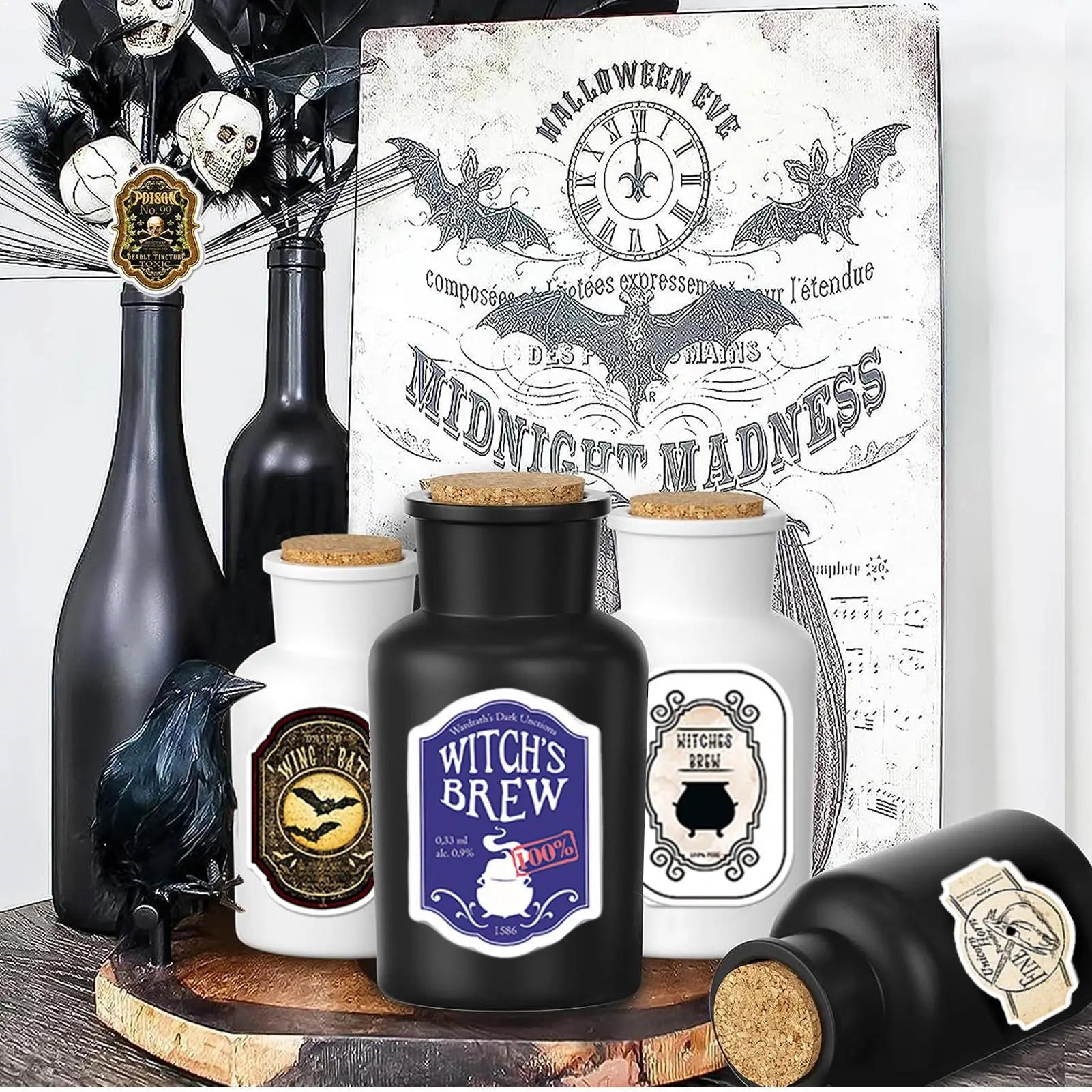 50Pcs Potion Label Stickers Potion Aesthetic Label Stickers for Water Bottle Halloween decor Wine Bottle Glassy Bottle Stickers