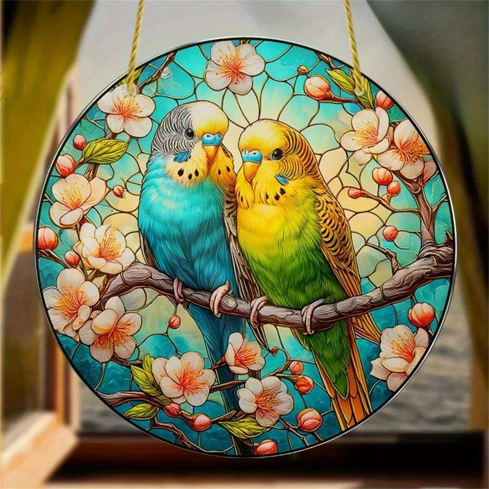 Creative Birds And Flowers Window Hanging 2d Birds And Flowers Tree Decor Flat Decor For Car Backpack Pet Lover