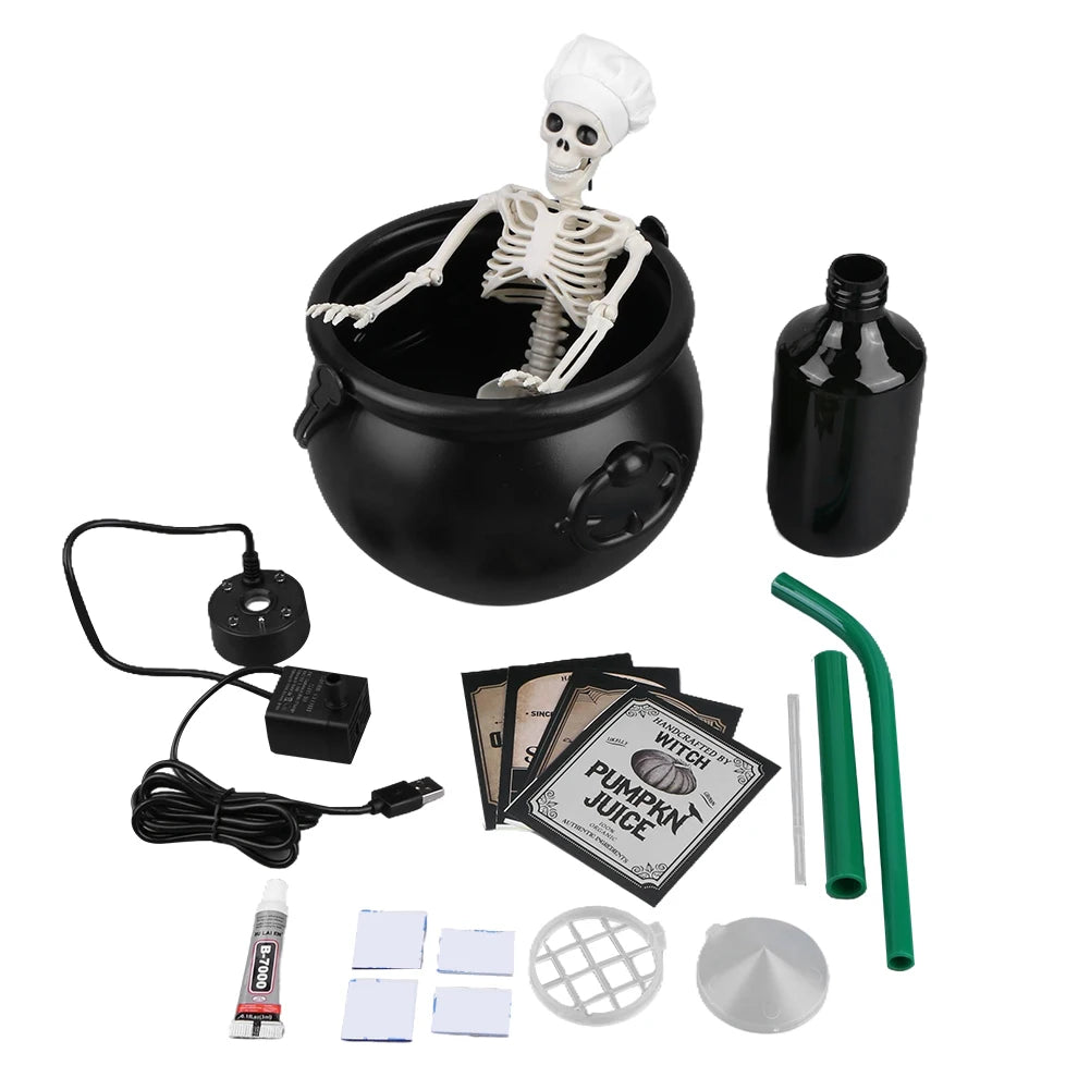 Halloween Decorations Magic Float Bottle with Witches Cauldron and Mist Maker Party Decor for Home Table Mantel Kitchen Room