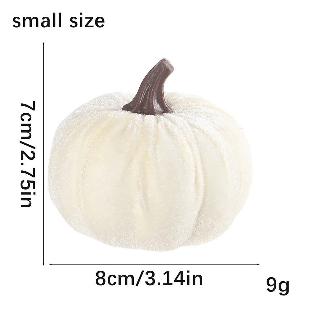 1pcs Small Velvet Pumpkins Faux Fabric Foam Pumpkin For Thanksgiving Halloween Decor Pumpkins Table Centerpiece For Wedding Deco
