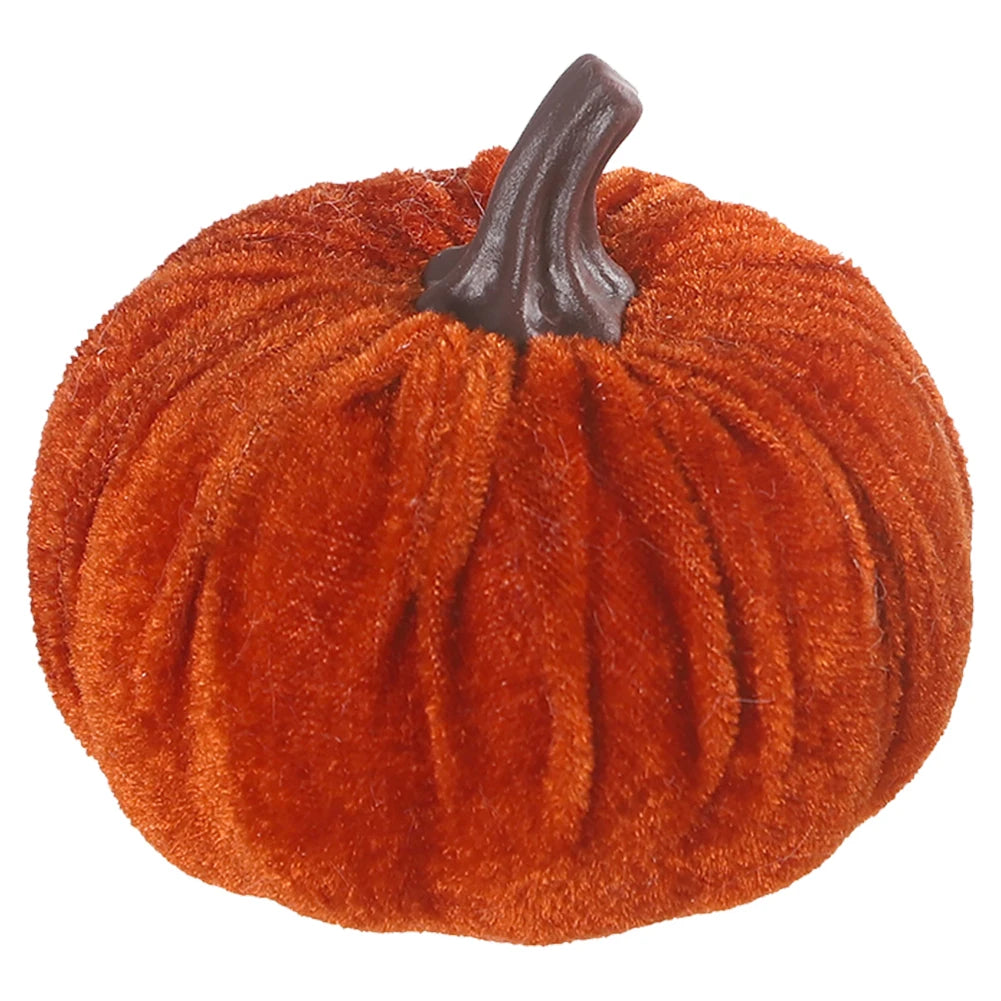 1pcs Small Velvet Pumpkins Faux Fabric Foam Pumpkin For Thanksgiving Halloween Decor Pumpkins Table Centerpiece For Wedding Deco