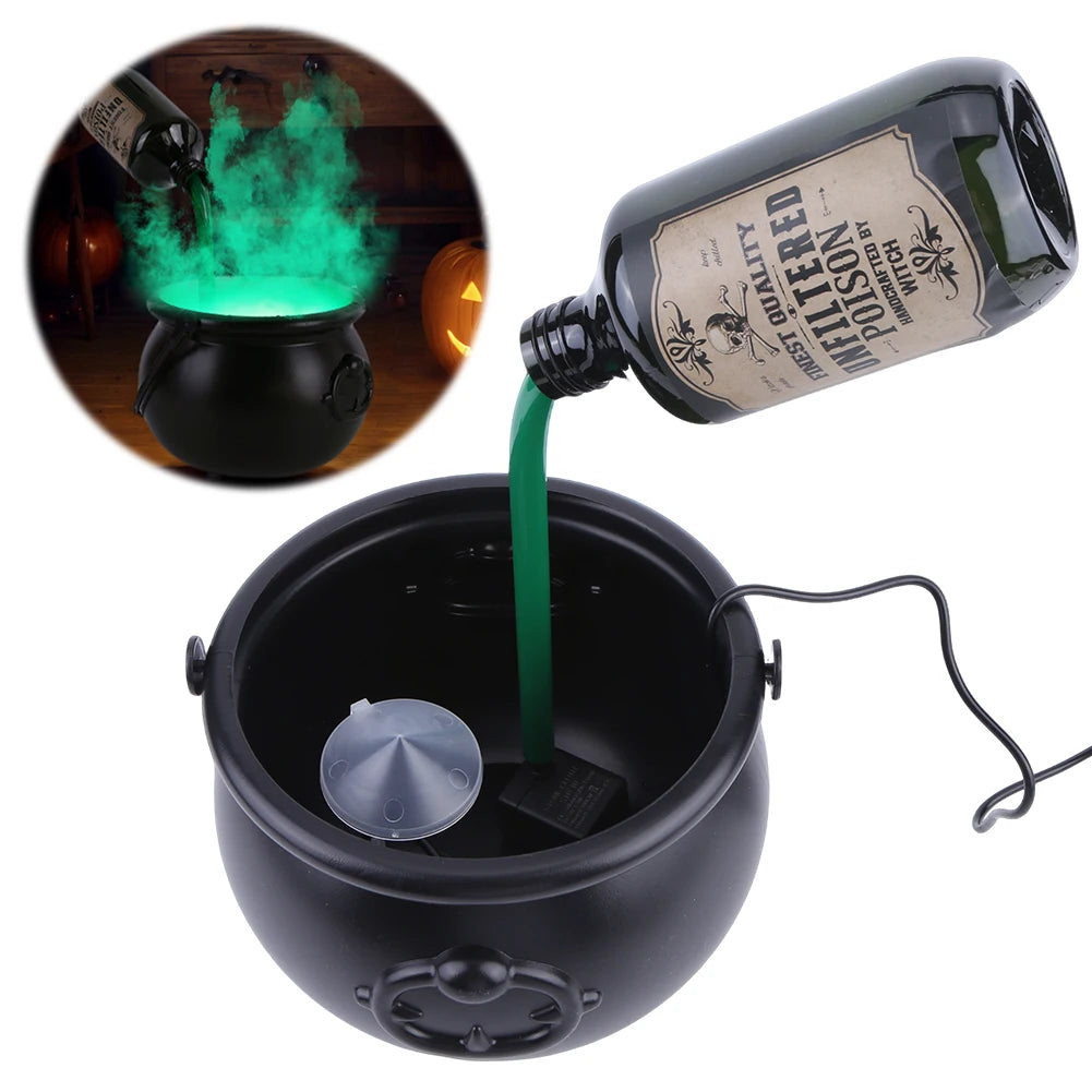 Halloween Decorations Magic Float Bottle with Witches Cauldron and Mist Maker Party Decor for Home Table Mantel Kitchen Room