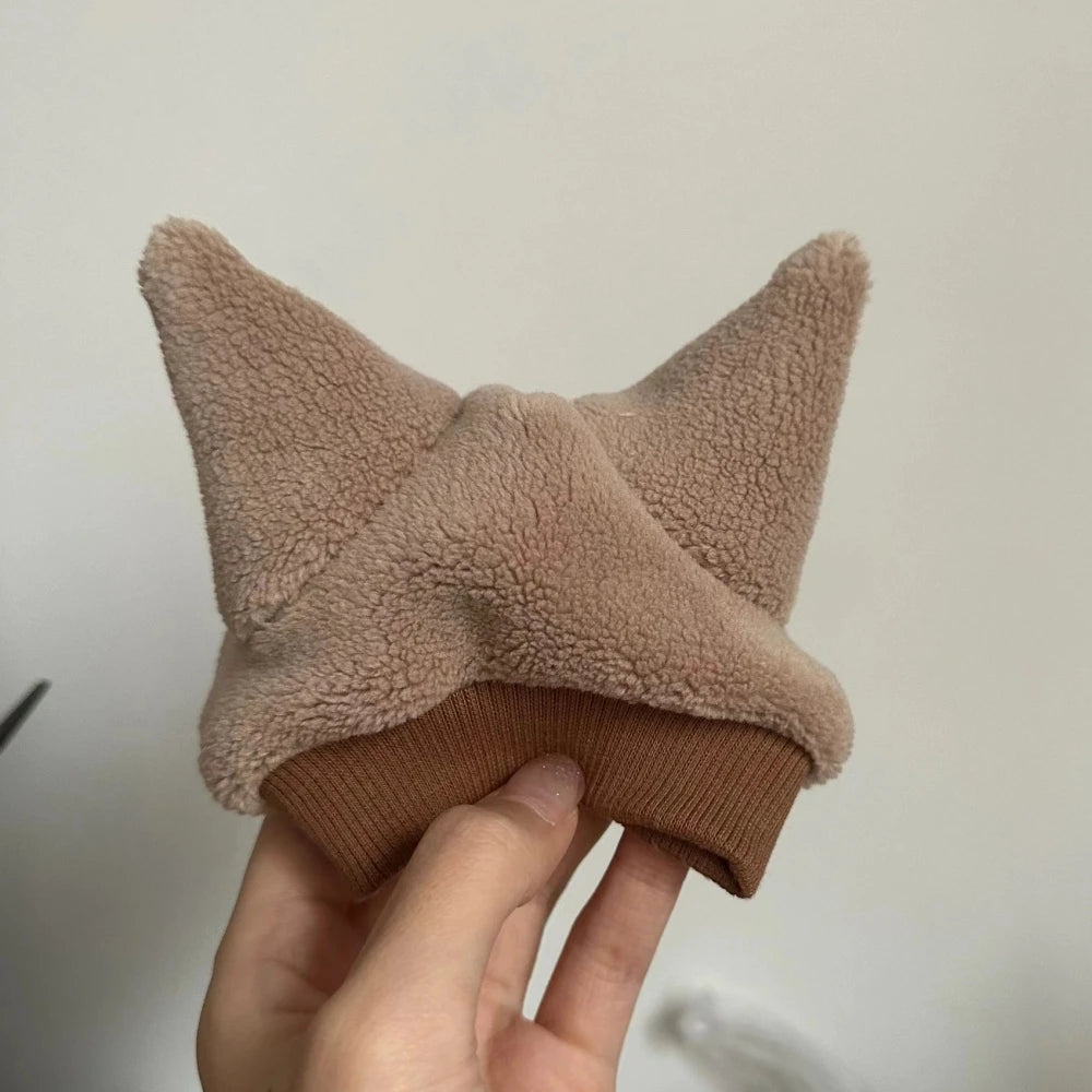 Warm Fleece Hat for Sphynx Cat Winter Khaki Head Protect in Cold Weater for Devon Rex Cute accessories for Kittens Cat Supplies