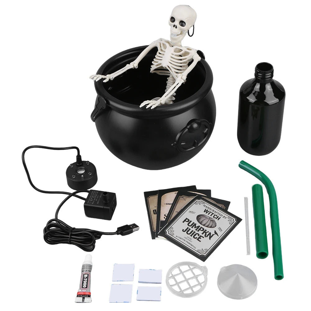 Halloween Decorations Magic Float Bottle with Witches Cauldron and Mist Maker Party Decor for Home Table Mantel Kitchen Room