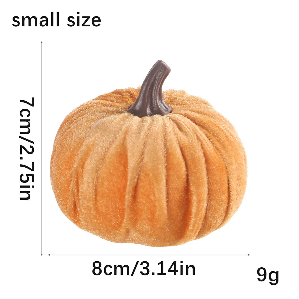 1pcs Small Velvet Pumpkins Faux Fabric Foam Pumpkin For Thanksgiving Halloween Decor Pumpkins Table Centerpiece For Wedding Deco
