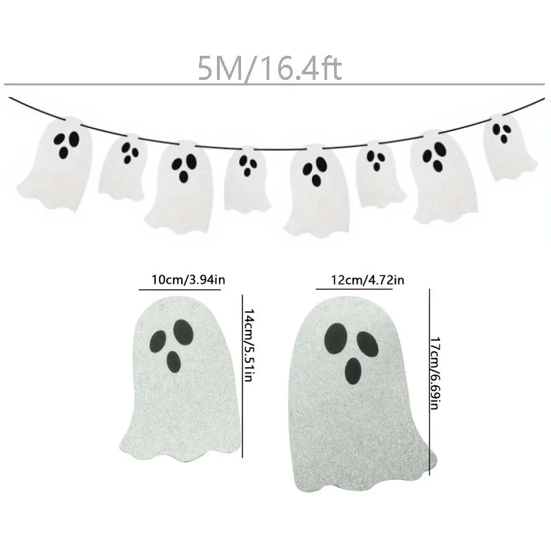 Happy Halloween Banners Ghost Bat Hanging Streamers Decorations Halloween Party Decorations Backdrop Decorations