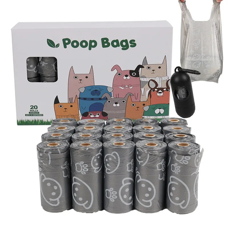 2/20 Rolls Tea Aroma Eco-Friendly Vest Style Pet Garbage Bag Dog Poop Bag Bags Cleaning WasteDisposable Trash Pouch Portable Bag