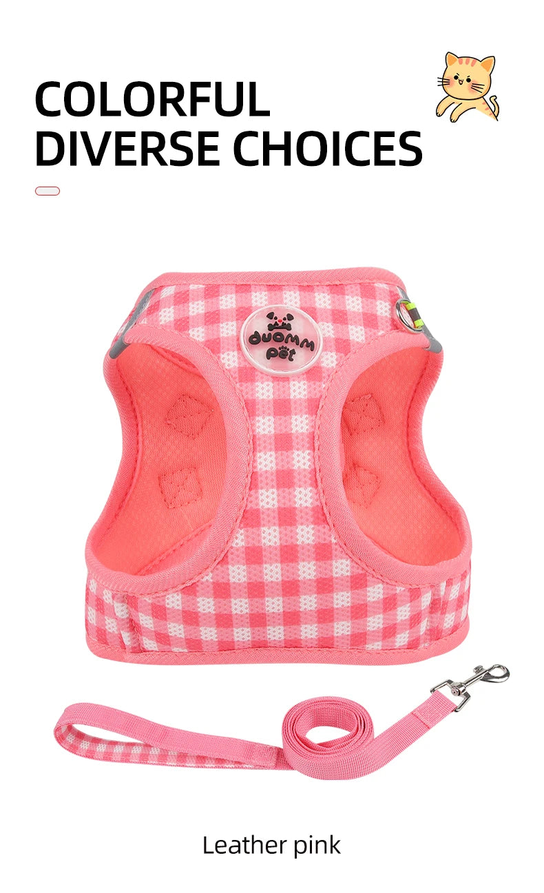 Cat Harness Fresh Plaid Cat Leashes Harness Anti-breakaway Adjustable Pet Harness for Cats and Puppies Accessories