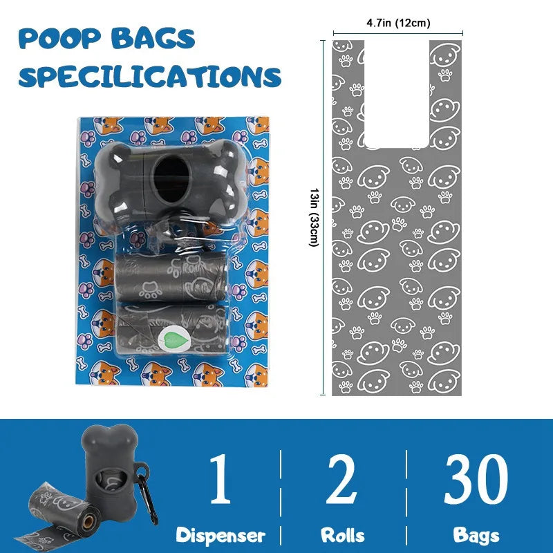 2/20 Rolls Tea Aroma Eco-Friendly Vest Style Pet Garbage Bag Dog Poop Bag Bags Cleaning WasteDisposable Trash Pouch Portable Bag