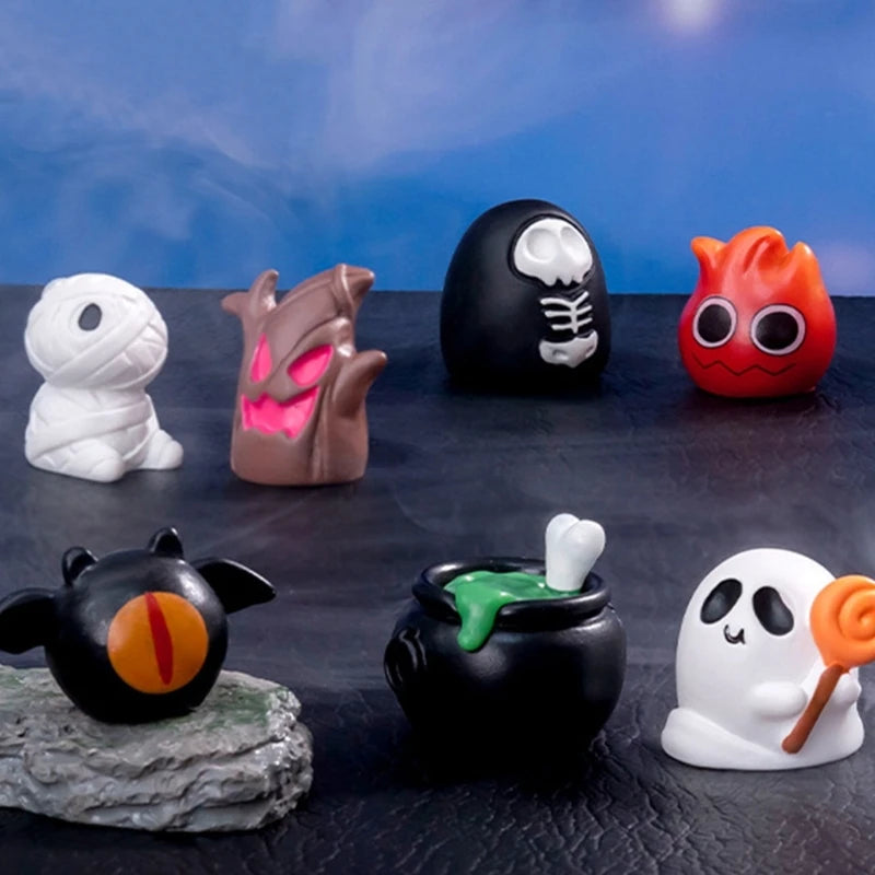 Y1UB Halloween Pumpkin Ghostly Elf Miniature Figurine Ornament Festival Home Decors