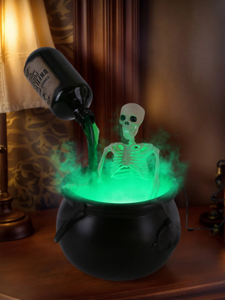 Halloween Decorations Magic Float Bottle with Witches Cauldron and Mist Maker Party Decor for Home Table Mantel Kitchen Room