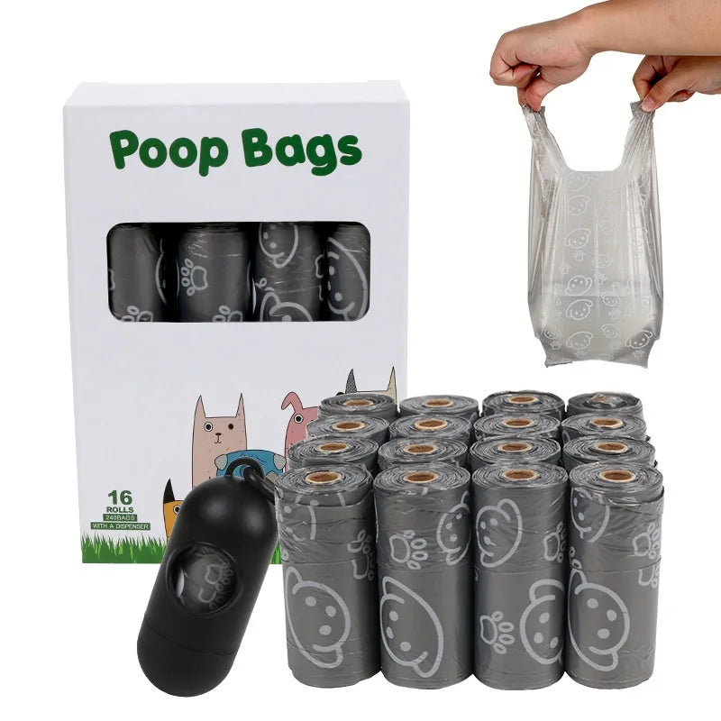 2/20 Rolls Tea Aroma Eco-Friendly Vest Style Pet Garbage Bag Dog Poop Bag Bags Cleaning WasteDisposable Trash Pouch Portable Bag