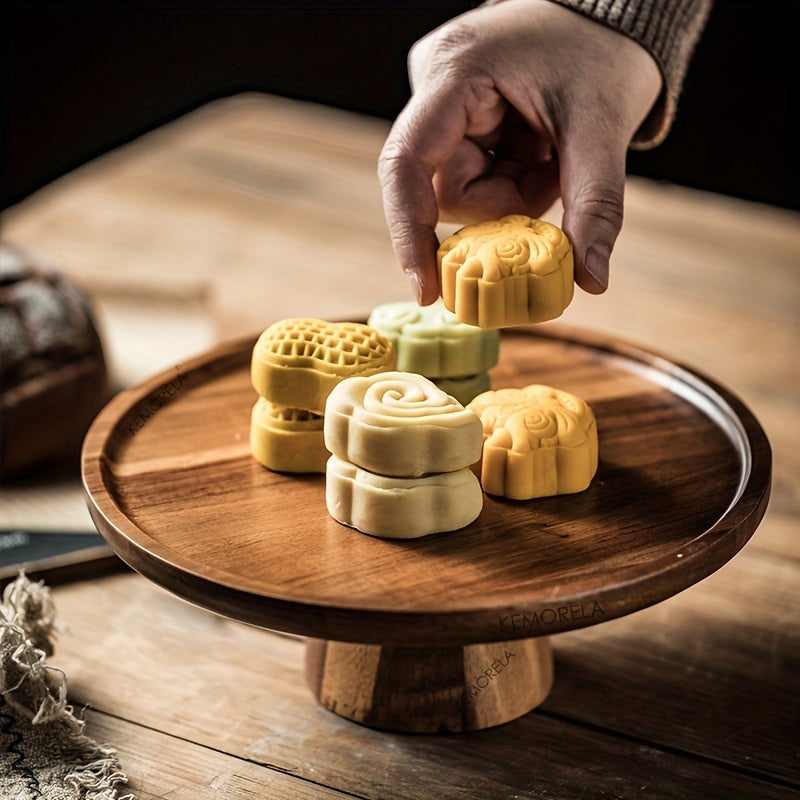 1PC Wood Round Dessert Plate, Wooden Cake Plate, Creative Food Serving Trays, Eco Naural Wood Dessert Fruit Snack Tray, Home Decor, Photography Props