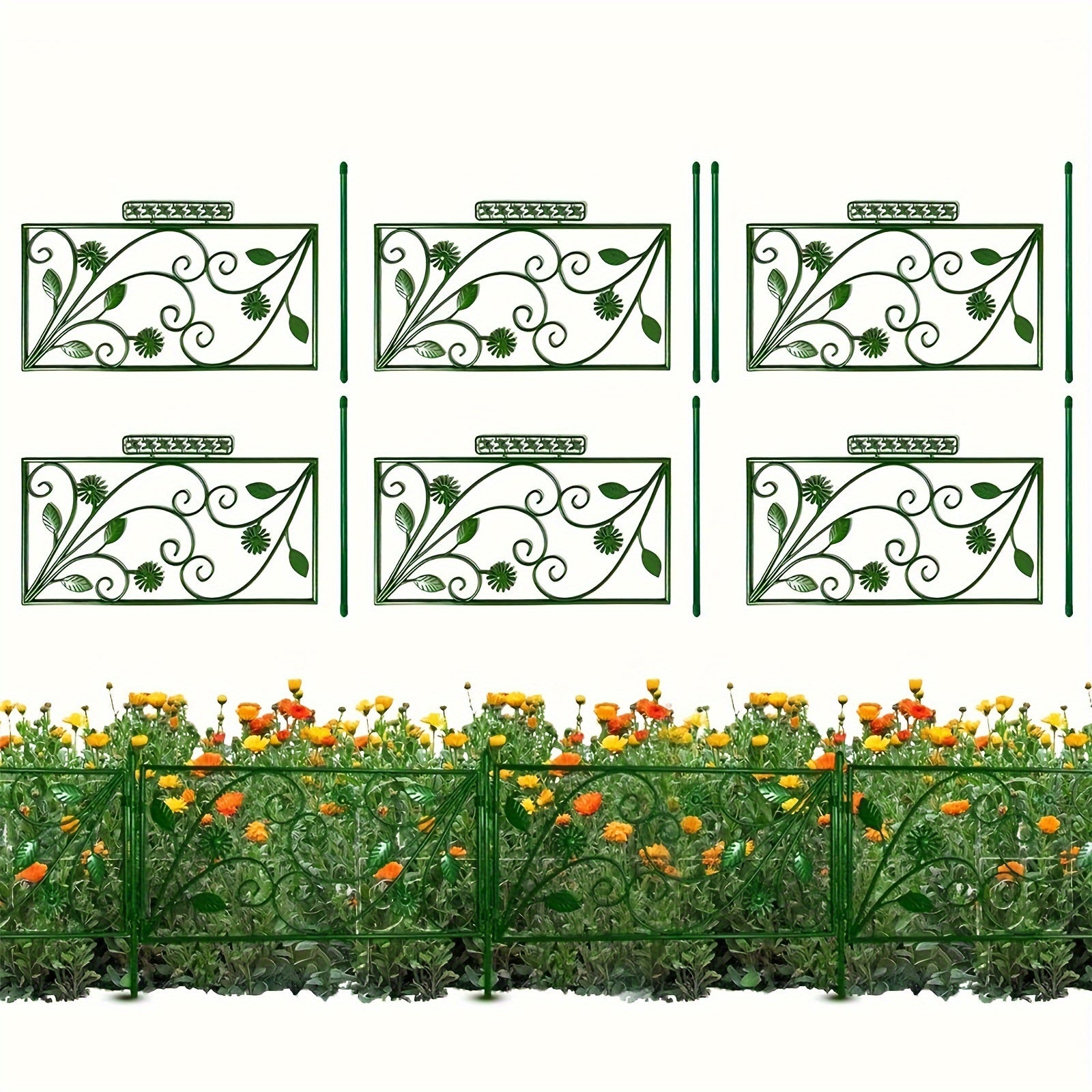 "Versatile Landscaping" Rustproof Decorative Garden Fence Border - No-Dig, Easy Install Flower Edging For Patio & Yard, Eco-Friendly Pp Material, Animal Barrier Included