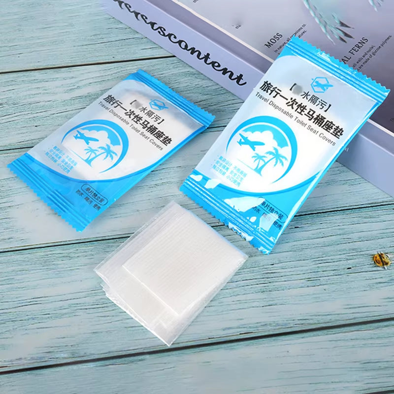 50 Pack Individually Wrapped Waterproof Disposable Plastic Toilet Seat Covers, Non-Slip Travel Protectors