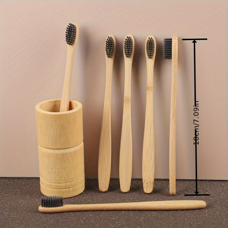 "Eco-Conscious Smile" Eco-Friendly Bamboo Toothbrush Set For Adults - Soft Bristles, Eco-friendly, Alcohol-Free, Personal Care Essentials