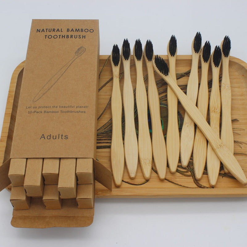 "Eco-Conscious Smile" Eco-Friendly Bamboo Toothbrush Set For Adults - Soft Bristles, Eco-friendly, Alcohol-Free, Personal Care Essentials
