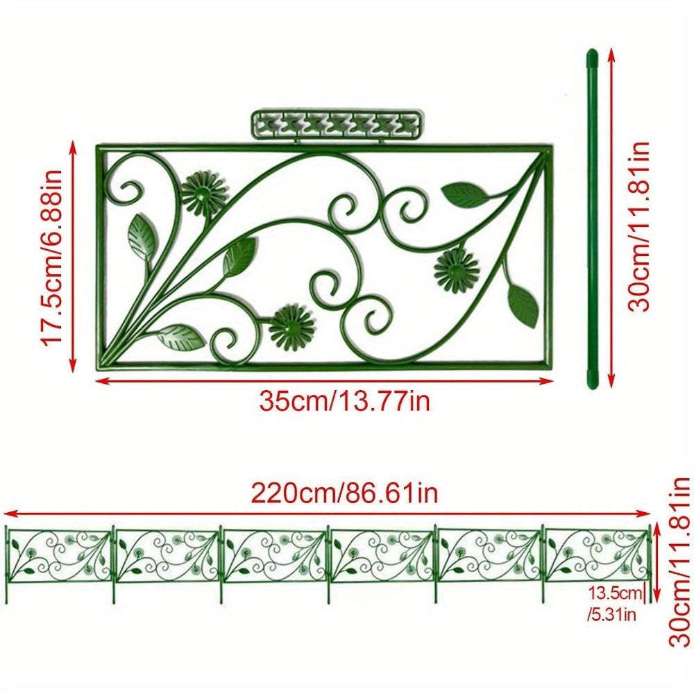 "Versatile Landscaping" Rustproof Decorative Garden Fence Border - No-Dig, Easy Install Flower Edging For Patio & Yard, Eco-Friendly Pp Material, Animal Barrier Included