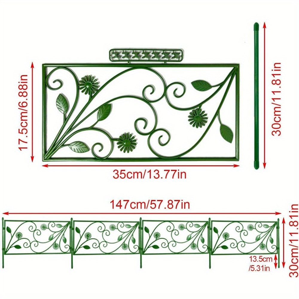 "Versatile Landscaping" Rustproof Decorative Garden Fence Border - No-Dig, Easy Install Flower Edging For Patio & Yard, Eco-Friendly Pp Material, Animal Barrier Included