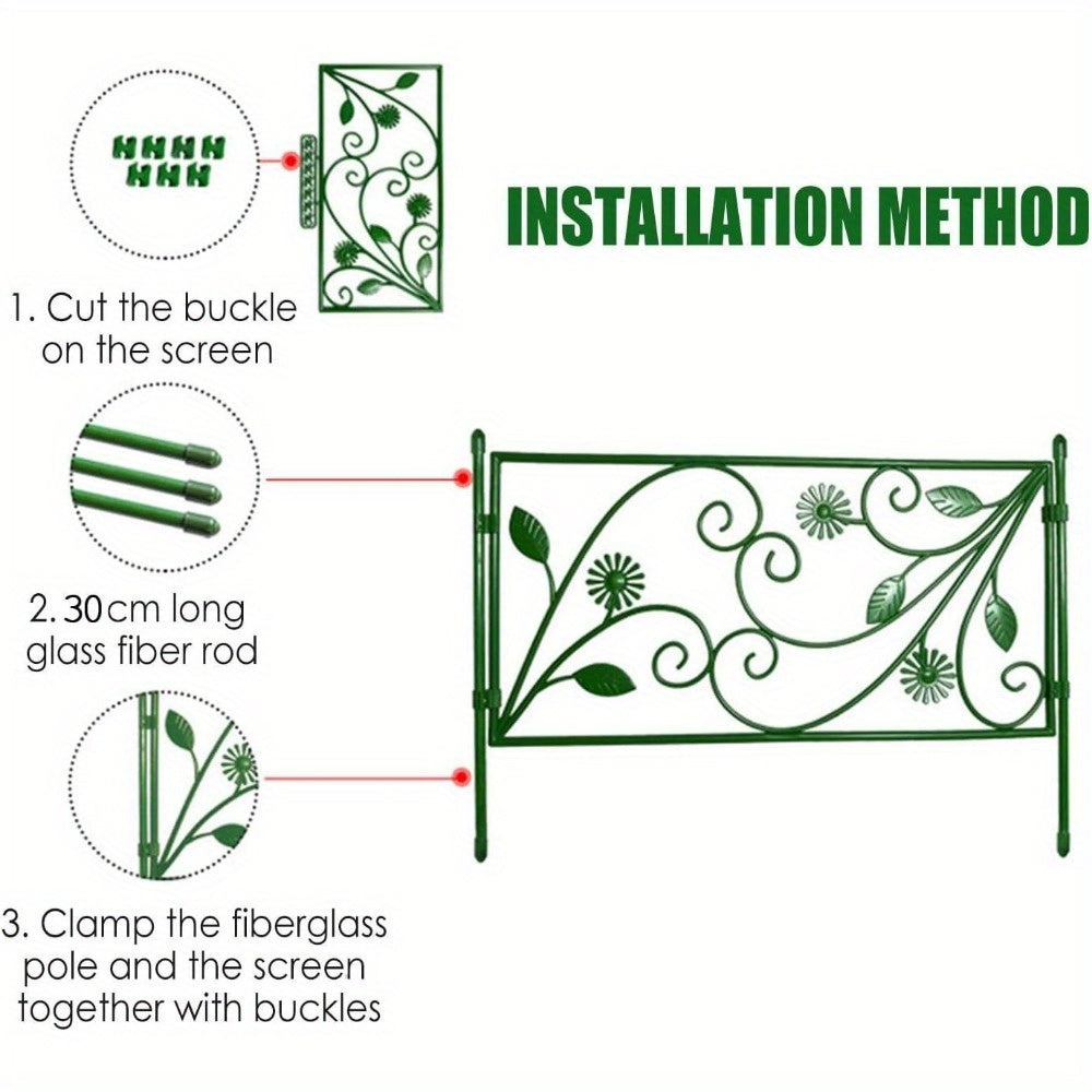 "Versatile Landscaping" Rustproof Decorative Garden Fence Border - No-Dig, Easy Install Flower Edging For Patio & Yard, Eco-Friendly Pp Material, Animal Barrier Included