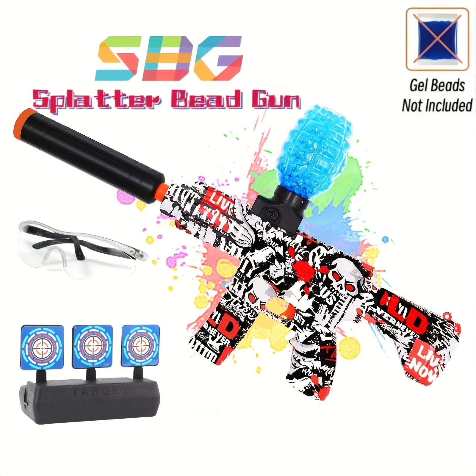 M416-Red Electric Blaster Gun Toys, Eco-Friendly Splatter Ball Blaster With Rechargeable Battery, without Water Beads