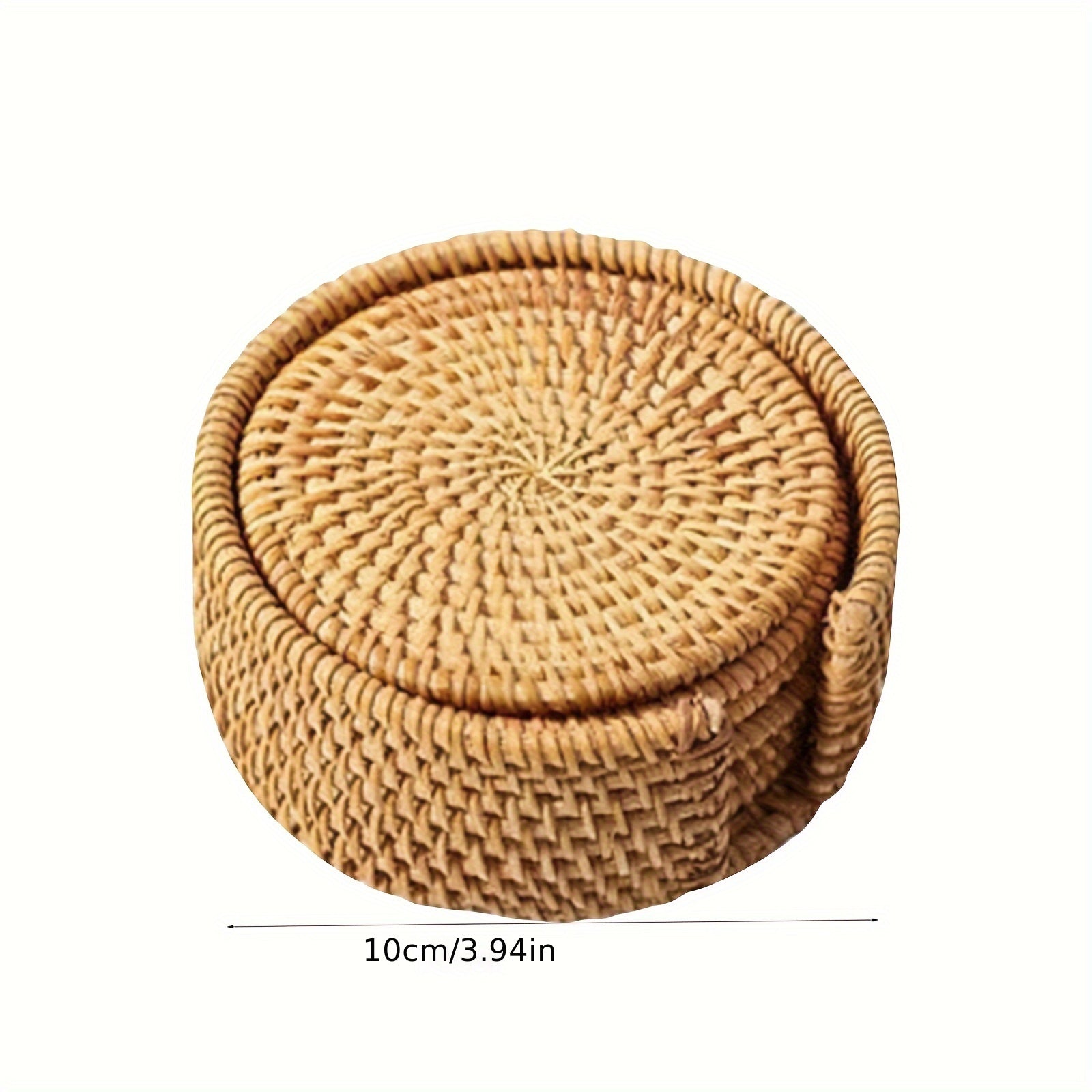 6-Piece Set Bamboo Round Handwoven Trivet & Underliner Coasters with Protective Cover - Heat Resistant Mats for Hot Pots, Pans, Cups, Teapots - Rustic Style for Table & Office Desk - Christmas, Father's Day, Mother's Day, Lab