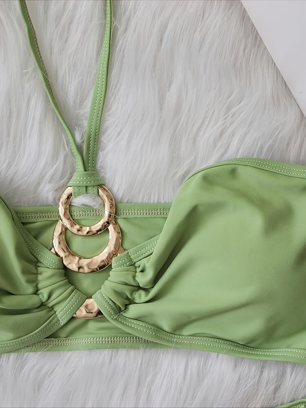 Eco-friendly hardware knotted bikini swimsuit