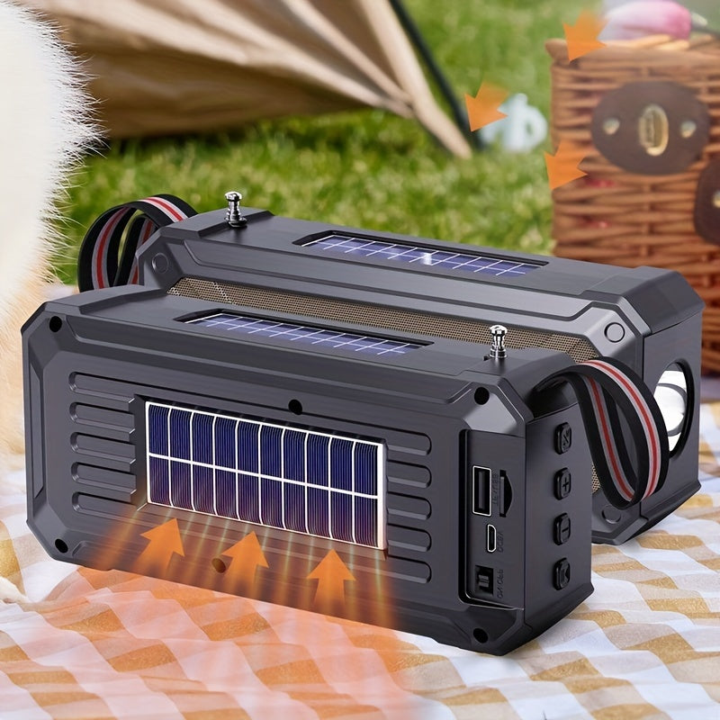Solar Powered Wireless Speaker - Versatile and All-in-One with Easy USB Connectivity, Supports TF Card Playback, Built-in FM Radio, Eco-Friendly Solar Powered Charging, Cordless and Portable - Ideal for Camping, Hiking, Outdo