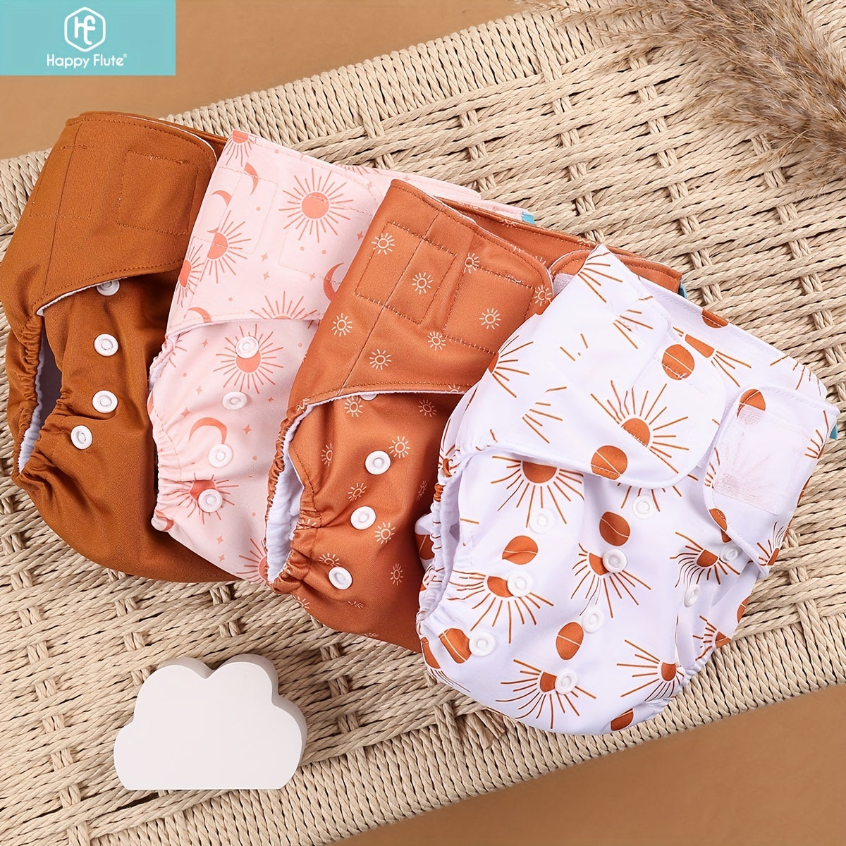 4pcs Reusable Cloth Diapers, Eco-Friendly, Washable, Adjustable, And Perfect For Babies