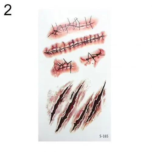Halloween 3D Tattoo Stickers Kids Bloody Scar Temporary Tattoo Cosplay Body Art Decal Easter Women Finger Tattoo Sticker For Men
