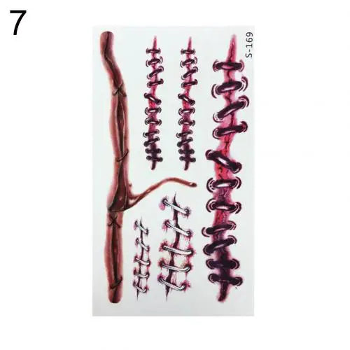 Halloween 3D Tattoo Stickers Kids Bloody Scar Temporary Tattoo Cosplay Body Art Decal Easter Women Finger Tattoo Sticker For Men