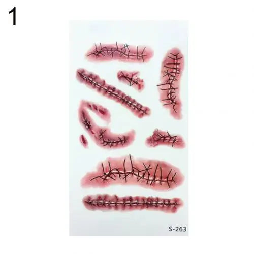 Halloween 3D Tattoo Stickers Kids Bloody Scar Temporary Tattoo Cosplay Body Art Decal Easter Women Finger Tattoo Sticker For Men