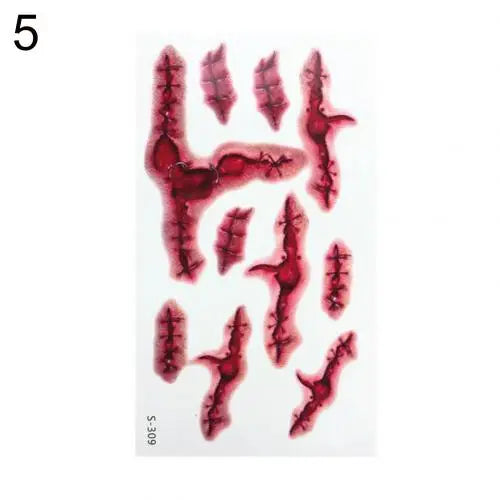 Halloween 3D Tattoo Stickers Kids Bloody Scar Temporary Tattoo Cosplay Body Art Decal Easter Women Finger Tattoo Sticker For Men