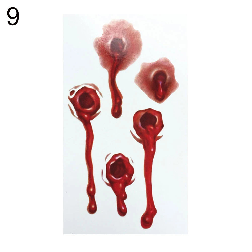 Halloween 3D Tattoo Stickers Kids Bloody Scar Temporary Tattoo Cosplay Body Art Decal Easter Women Finger Tattoo Sticker For Men