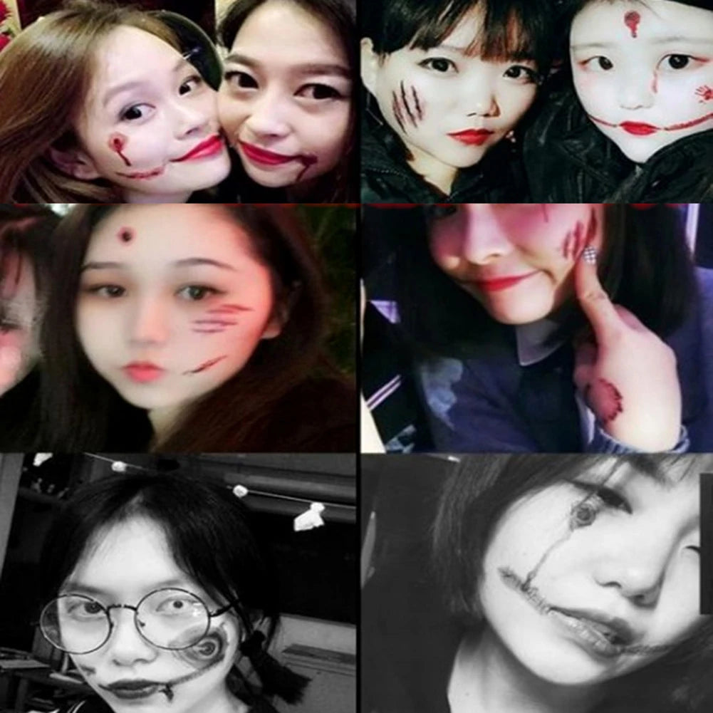 Halloween 3D Tattoo Stickers Kids Bloody Scar Temporary Tattoo Cosplay Body Art Decal Easter Women Finger Tattoo Sticker For Men