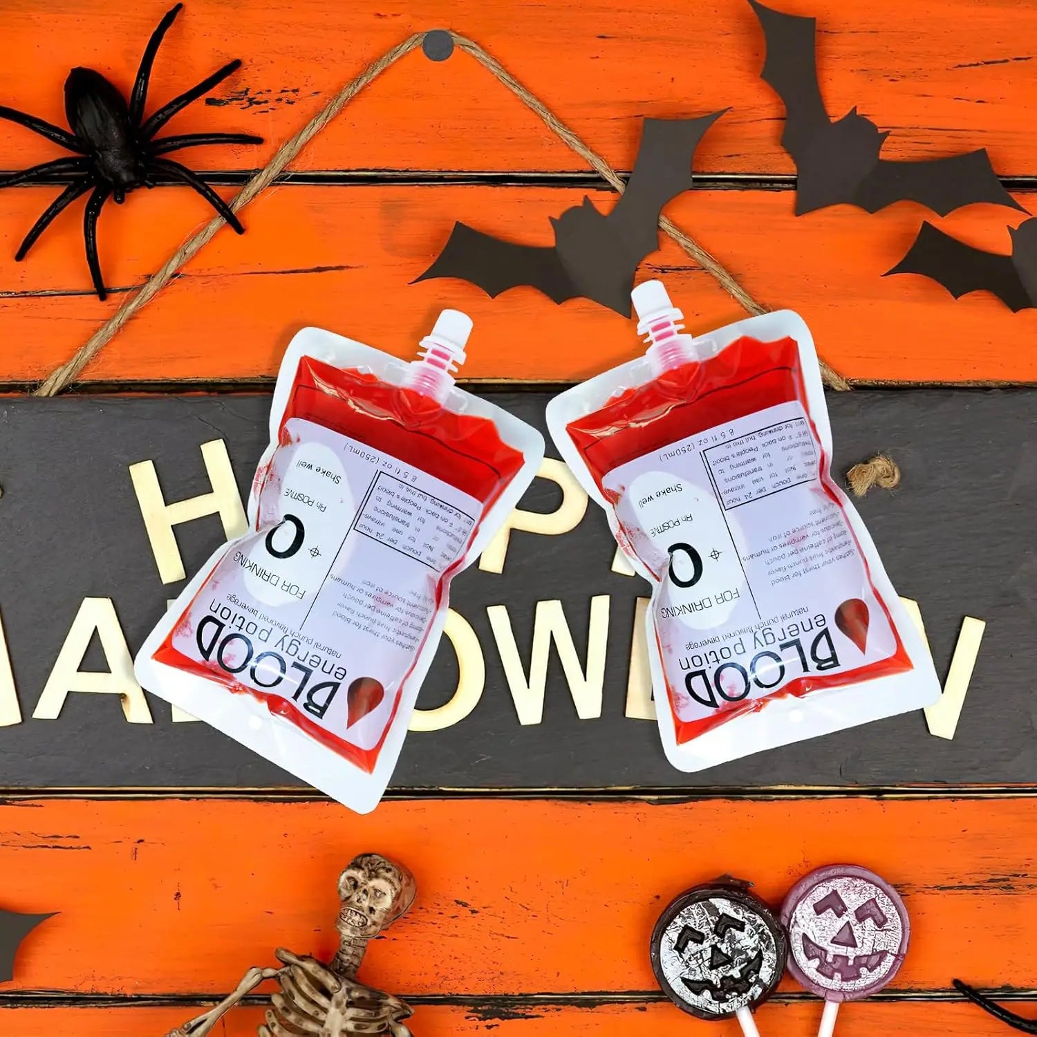 Halloween Blood Bags For Drinks Iv Bags Fake Blood Bags Halloween Party Supplies Zombie Vampire Juice Puree Bag Drink Pouches