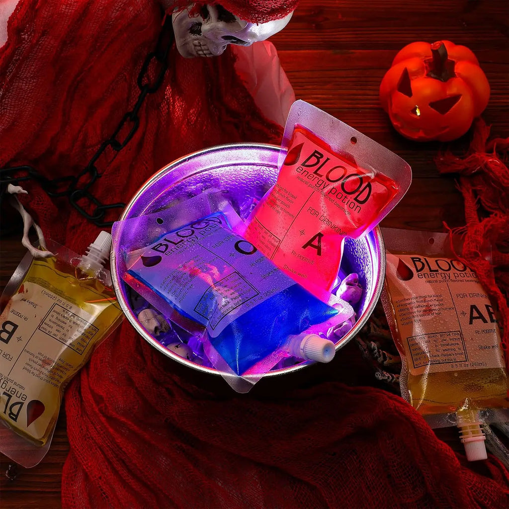 Halloween Blood Bags For Drinks Iv Bags Fake Blood Bags Halloween Party Supplies Zombie Vampire Juice Puree Bag Drink Pouches