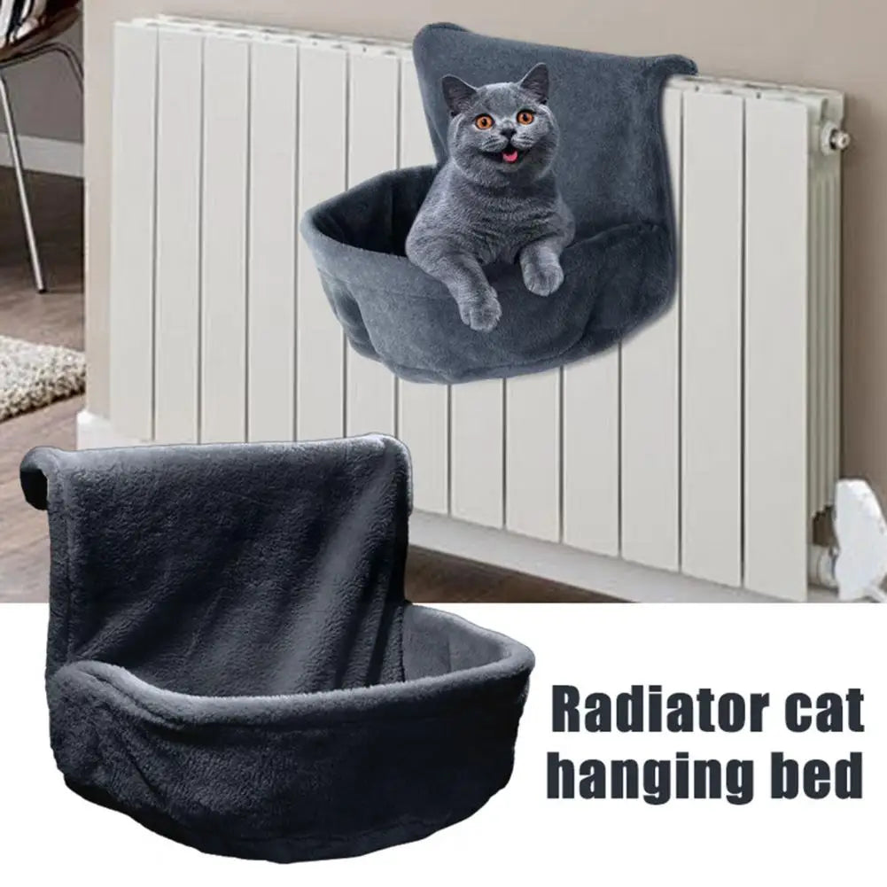 Cat Radiator Bed Hanging Cat Plush Bed with Strong Metal Frame Pet Winter Basket Hammock Hook Onto Radiator Up to 30kg