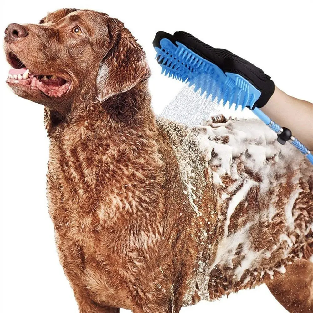 Adjustable Pet Spray Bathing Gloves Eco Friendly with Connecting Hose Dog Showerhead Dehairing Brush Pet Massage Glove
