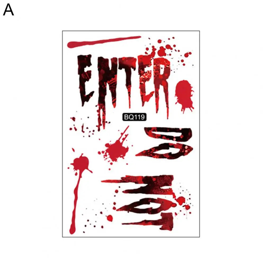 Halloween Sticker Ghost Shadow Blood Handprint Window Glass Sticker Traceless Scary Red Blood Print Window Wall Decal Decoration