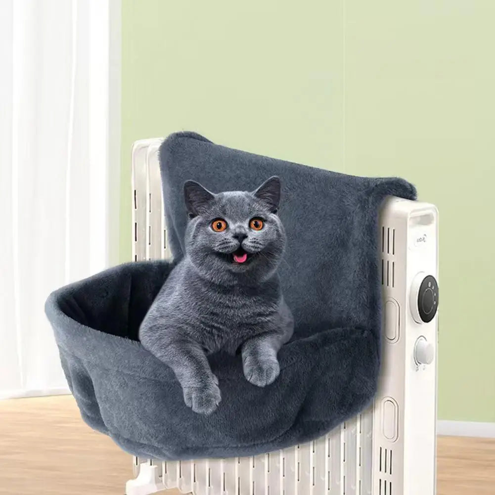 Cat Radiator Bed Hanging Cat Plush Bed with Strong Metal Frame Pet Winter Basket Hammock Hook Onto Radiator Up to 30kg
