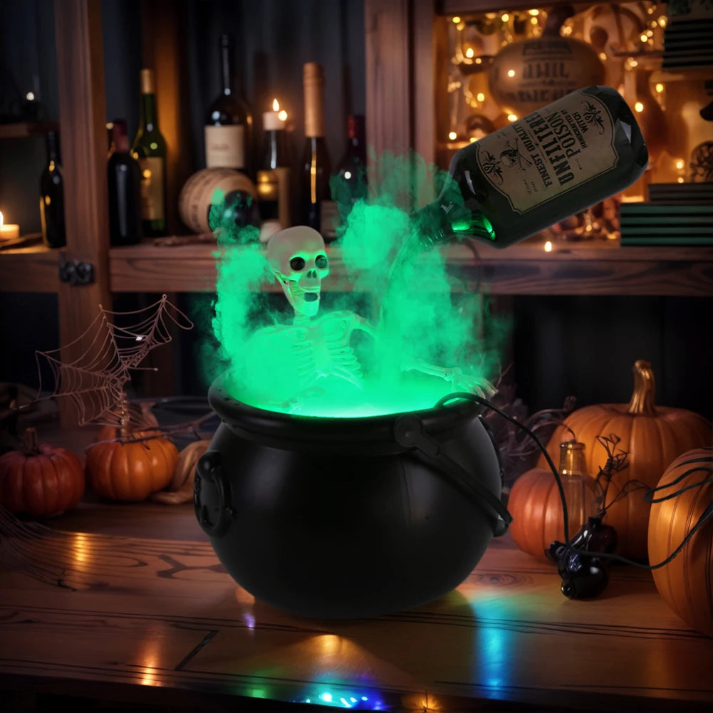 Halloween Decorations Magic Float Bottle with Witches Cauldron and Mist Maker Party Decor for Home Table Mantel Kitchen Room