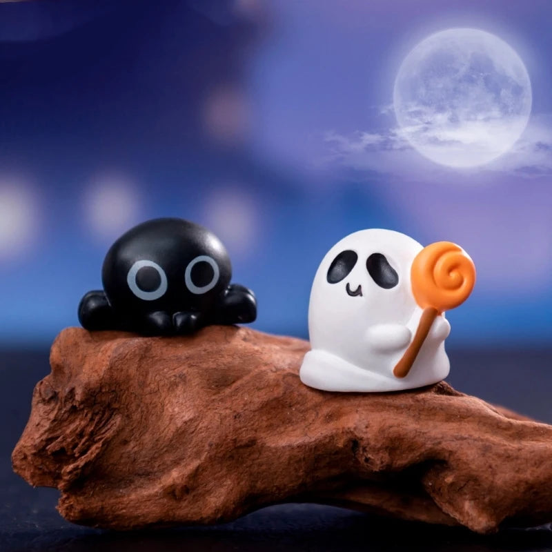 Y1UB Halloween Pumpkin Ghostly Elf Miniature Figurine Ornament Festival Home Decors