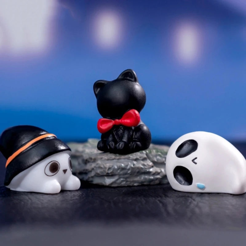 Y1UB Halloween Pumpkin Ghostly Elf Miniature Figurine Ornament Festival Home Decors