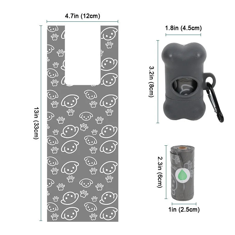 2/20 Rolls Tea Aroma Eco-Friendly Vest Style Pet Garbage Bag Dog Poop Bag Bags Cleaning WasteDisposable Trash Pouch Portable Bag