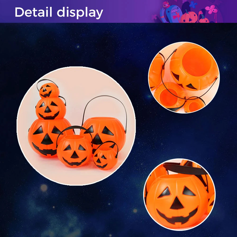 1pc Halloween Trick or Treat Pumpkin Bucket Candy Holder Portable Sweet Barrel Cute Design S/M/L Jar Kids Gift Decor Home/Hotel